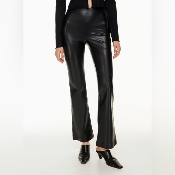 ARITZIA Wilfred Roma High Waisted Vegan Leather Flare Pant In Black - Picture 6 of 6